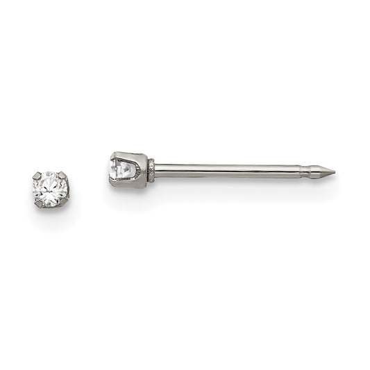 53E Inverness Stainless Steel Polished 2mm CZ Post Earrings