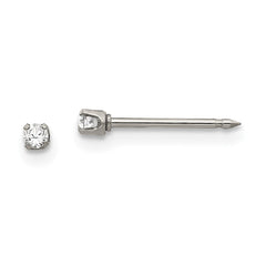 53E Inverness Stainless Steel Polished 2mm CZ Post Earrings
