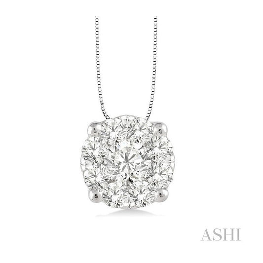 ASHI Round Shape Lovebright Essential Diamond Solitaire Pendant 91756PPFHPDWG