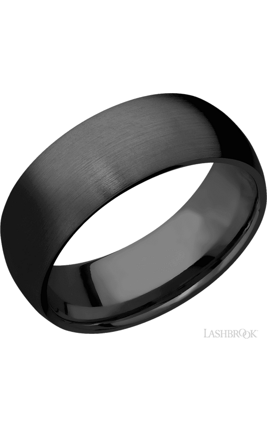 8 mm wide Domed Zirconium band.