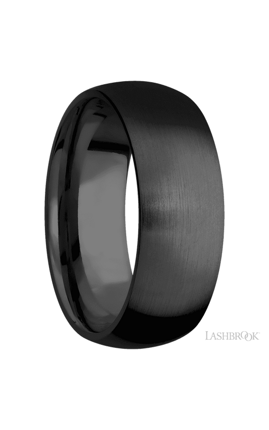 8 mm wide Domed Zirconium band.