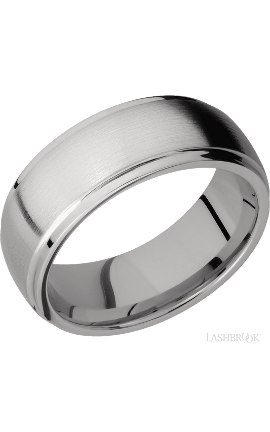 8 mm wide Domed Stepped Down Edges Titanium band.