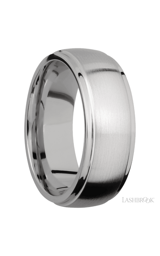 8 mm wide Domed Stepped Down Edges Titanium band.