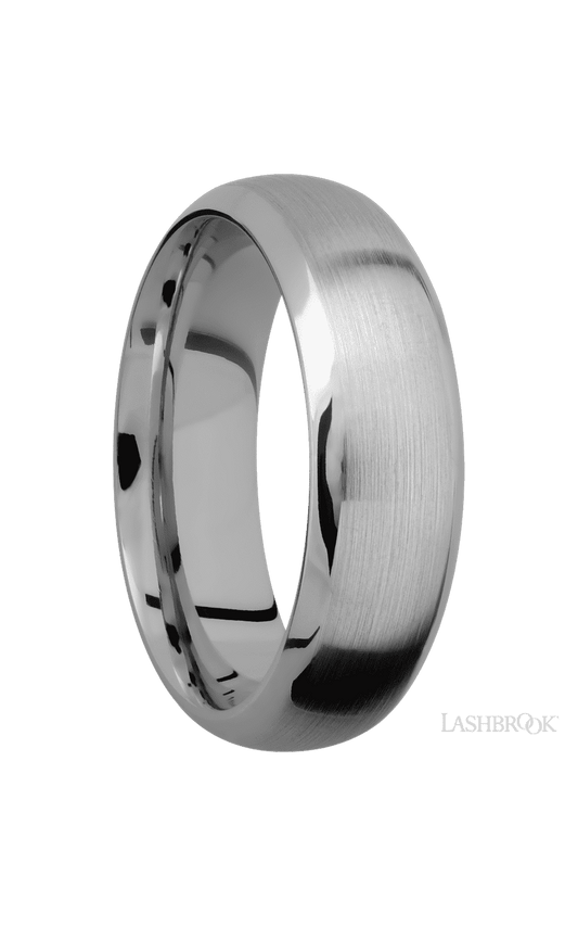 7 mm wide Domed Bevel Titanium band.