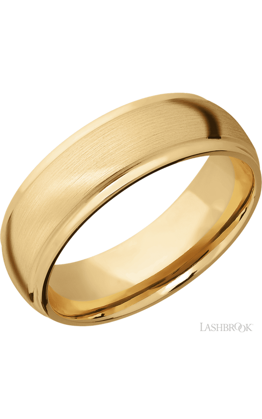 7 mm wide Domed Stepped Down Edges 10K Yellow Gold band.