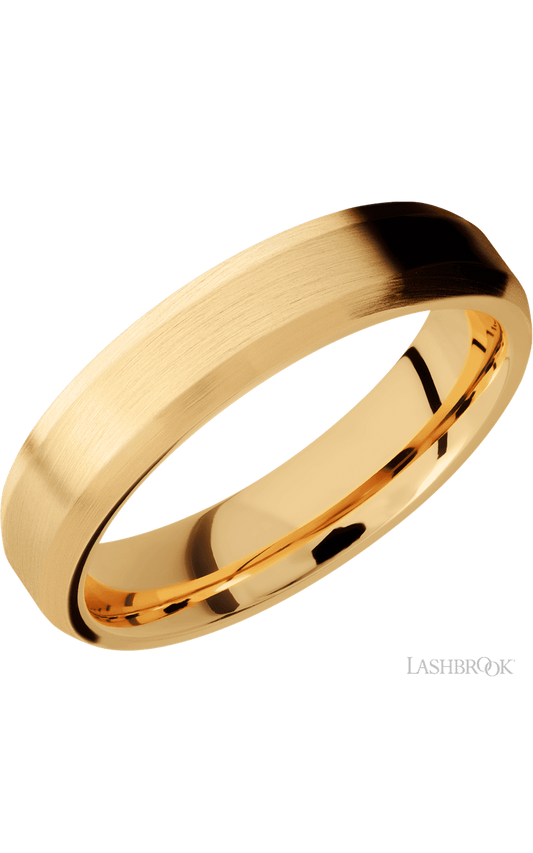 5 mm wide Beveled 14K Yellow Gold band.