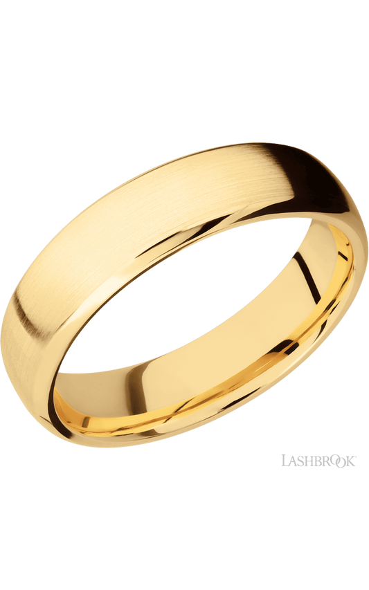 6 mm wide Domed Bevel 14K Yellow Gold band.