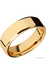 7 mm wide Beveled 14K Yellow Gold band.
