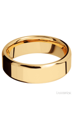 7 mm wide Beveled 14K Yellow Gold band.