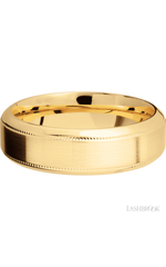 7 mm wide High Bevel Milgrain 14K Yellow Gold band.