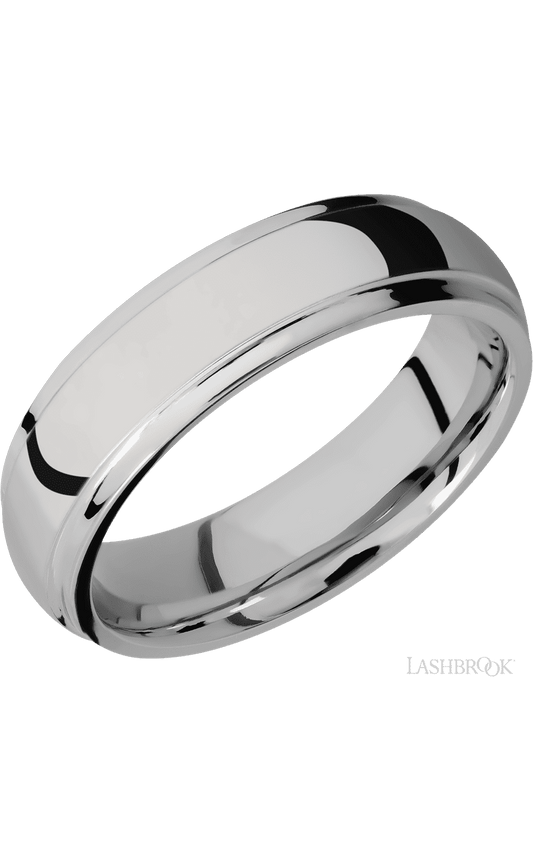 6 mm wide Domed Stepped Down Edges Titanium band.