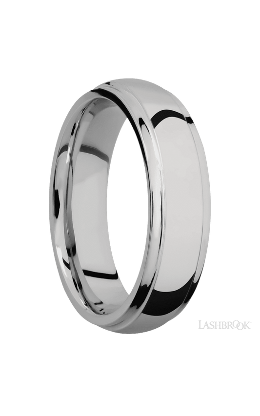6 mm wide Domed Stepped Down Edges Titanium band.