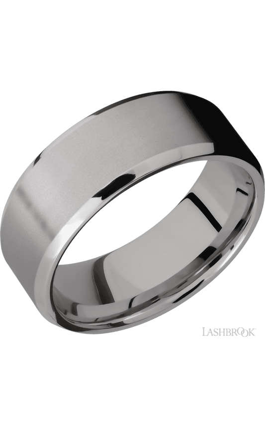 8 mm wide Beveled Titanium band.