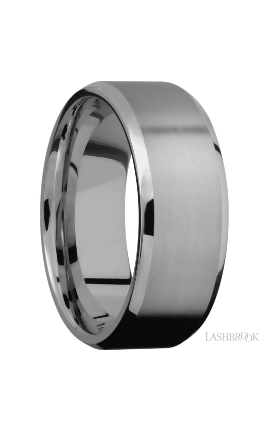8 mm wide Beveled Titanium band.