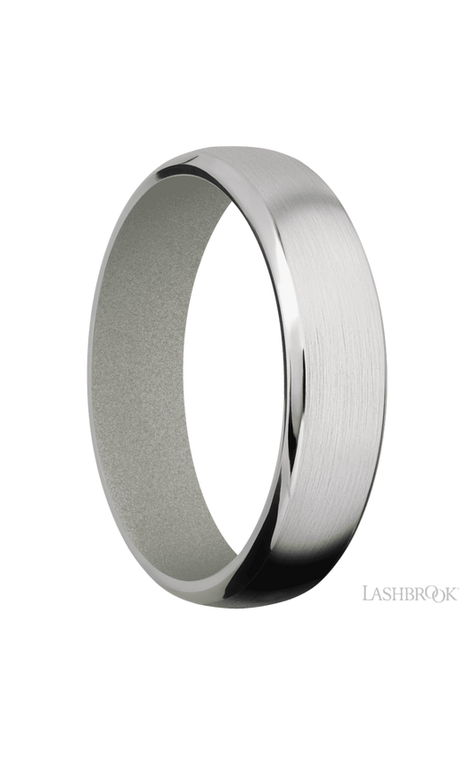 6 mm wide Domed Bevel Cobalt Chrome band featuring a Gun Metal Grey sleeve.