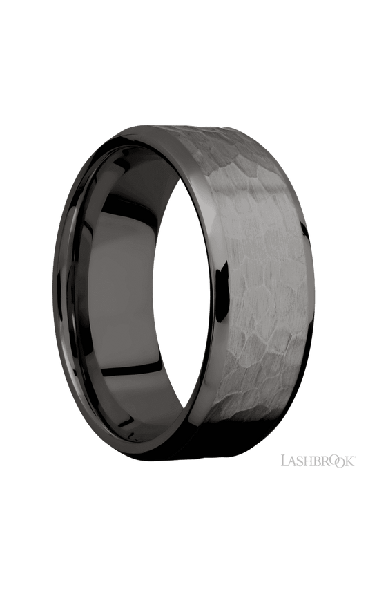 8 mm wide Beveled Tantalum Noir band.