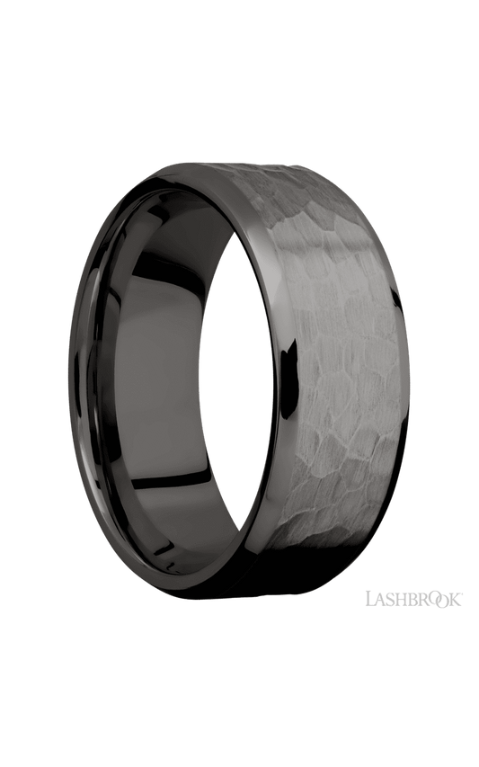 8 mm wide Beveled Tantalum Noir band.