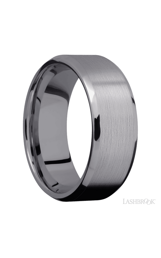 8 mm wide Beveled Tantalum band.