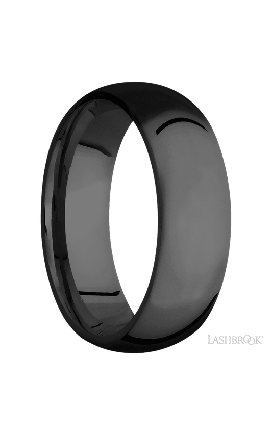 7 mm wide Domed Zirconium band.