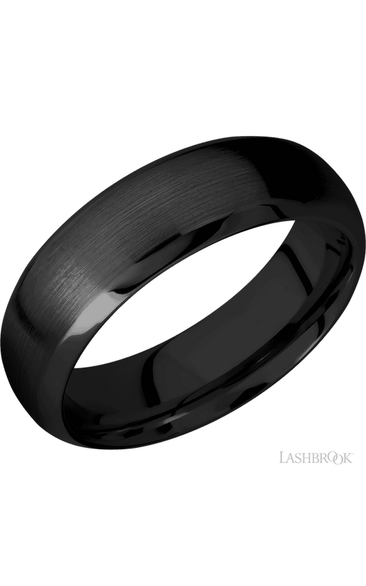 7 mm wide Domed Bevel Zirconium band.