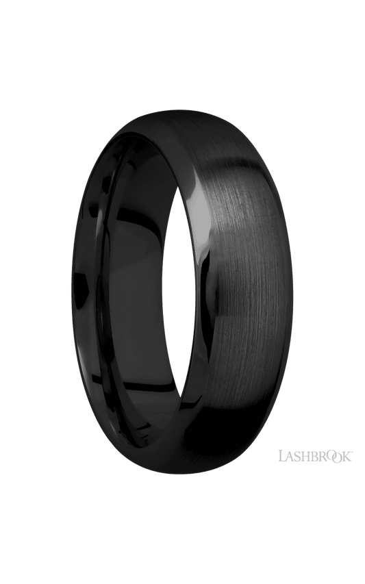 7 mm wide Domed Bevel Zirconium band.