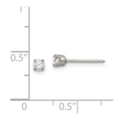 54E Inverness Stainless Steel Polished 3mm CZ Post Earrings