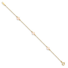 Quality Gold 14K Madi K 5-6mm Pink Round FWC Pearl 3-station Bracelet XF727-6