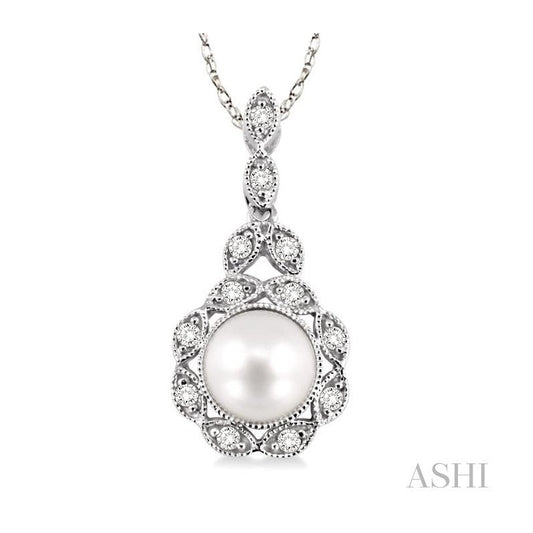 ASHI Pearl & Halo Diamond Fashion Pendant 56658PPTSPDWG