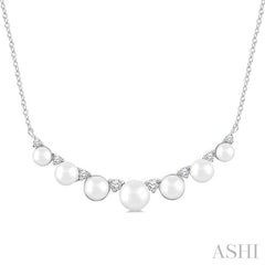 ASHI Pearl & Diamond Smile Necklace 555C8PPTGNKWPWG