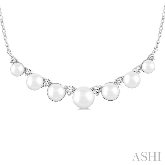 ASHI Pearl & Diamond Smile Necklace 555C8PPTGNKWPWG