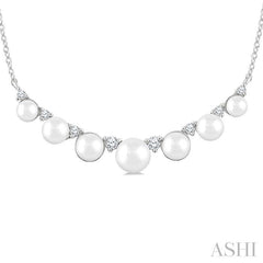 ASHI Pearl & Diamond Smile Necklace 555C8PPTGNKWPWG