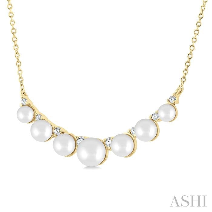 ASHI Pearl & Diamond Smile Necklace 555C8PPTGNKWPYG