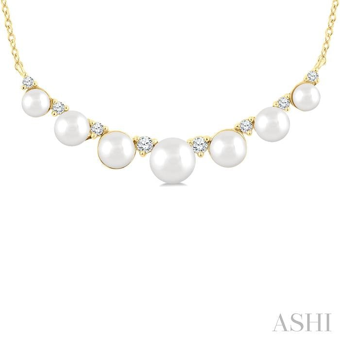 ASHI Pearl & Diamond Smile Necklace 555C8PPTGNKWPYG