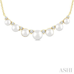ASHI Pearl & Diamond Smile Necklace 555C8PPTGNKWPYG