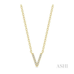 ASHI Block 'V' Initial Diamond Pendant 912F9PPTSPDYG-V