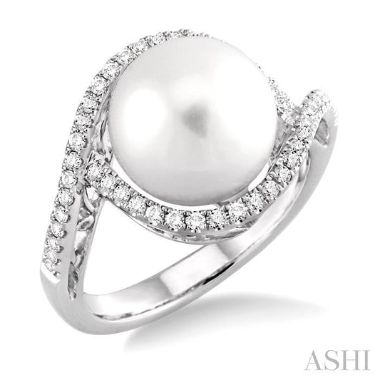 ASHI Pearl & Halo Diamond Ring 55685PPFCWPWG