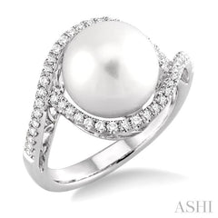ASHI Pearl & Halo Diamond Ring 55685PPFCWPWG