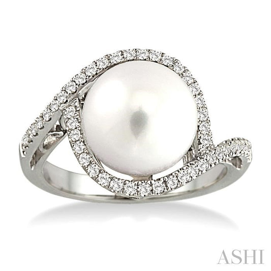 ASHI Pearl & Halo Diamond Ring 55685PPFCWPWG