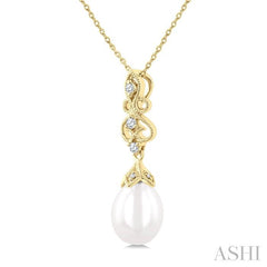 ASHI Pearl & Diamond Fashion Pendant 557B9PPTGPDWPYG