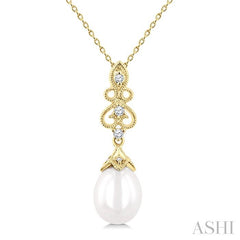ASHI Pearl & Diamond Fashion Pendant 557B9PPTGPDWPYG