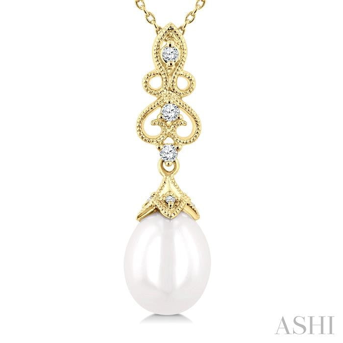 ASHI Pearl & Diamond Fashion Pendant 557B9PPTGPDWPYG