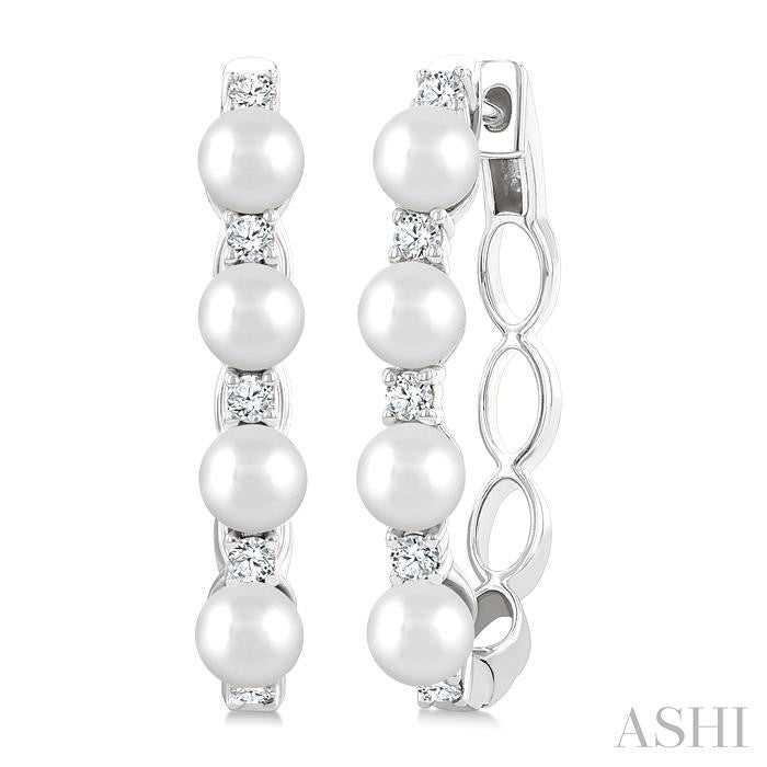 ASHI Pearl & Diamond Fashion Hoop Earrings 557C6PPFGERWPWG