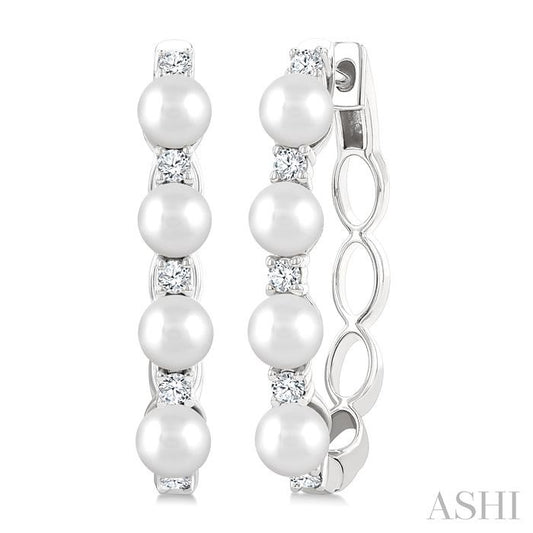 ASHI Pearl & Diamond Fashion Hoop Earrings 557C6PPFGERWPWG