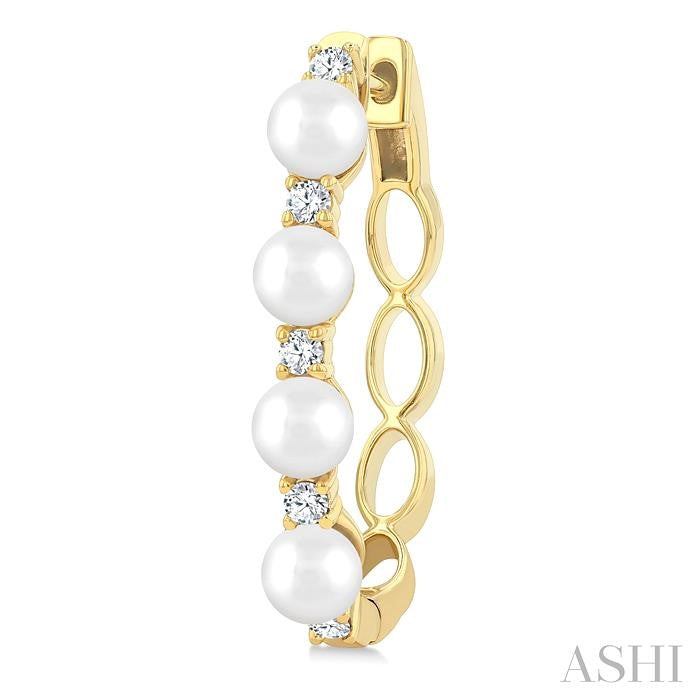 ASHI Pearl & Diamond Fashion Hoop Earrings 557C6PPFGERWPYG