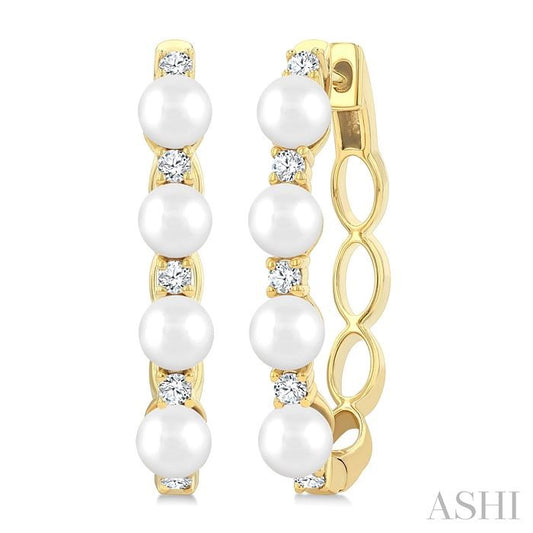 ASHI Pearl & Diamond Fashion Hoop Earrings 557C6PPFGERWPYG