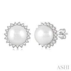 ASHI Pearl & Petite Halo Diamond Fashion Earrings 558A8PPTSERWPWG