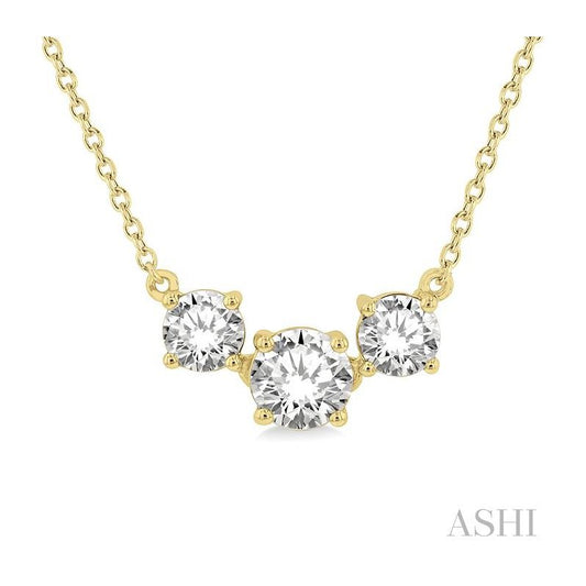 ASHI Round Shape Past Present & Future Diamond Necklace 992H1PPFGNKYG