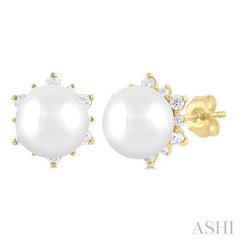 ASHI Pearl & Petite Diamond Fashion Earrings 559A8PPTSERWPYG