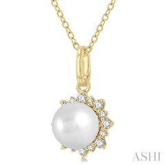 ASHI Pearl & Petite Halo Diamond Fashion Pendant 559A8PPTSPDWPYG