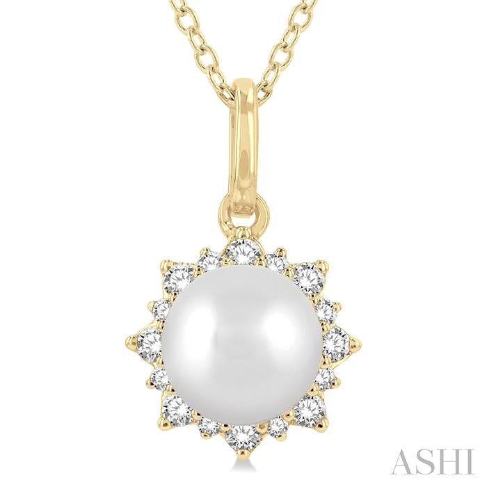 ASHI Pearl & Petite Halo Diamond Fashion Pendant 559A8PPTSPDWPYG